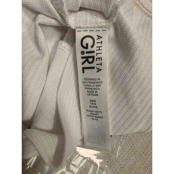 Athleta Girl XS/6 White Hooded Full Zip Jacket Lightweight Stretch Fabric Hoodie - Picture 7 of 9